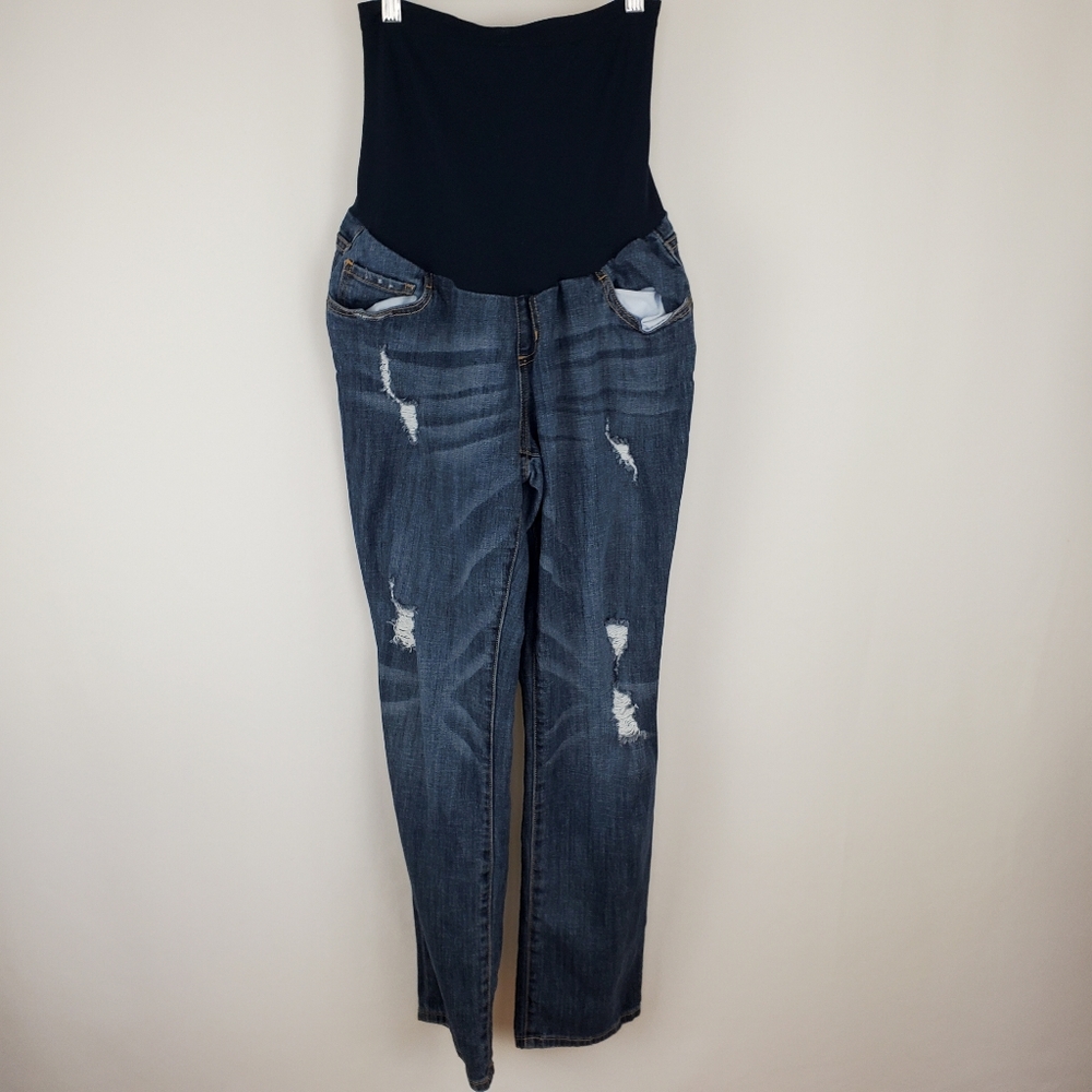 Indigo Blue M ripped maternity jeans